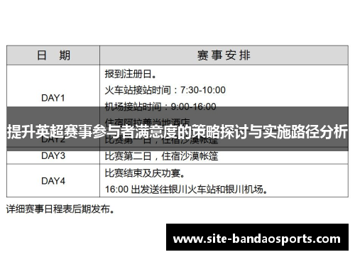 提升英超赛事参与者满意度的策略探讨与实施路径分析